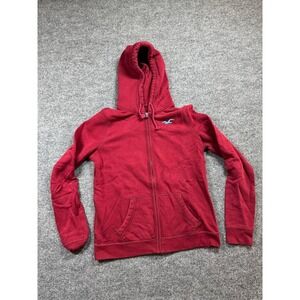 Hollister Hoodie Sweatshirt Men Large Red Full Zip Activewear Long Sleeve Casual